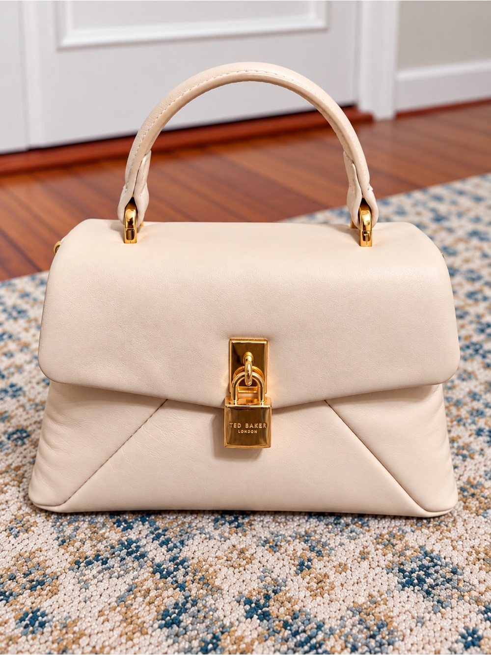 Ted Baker Ivory Padlock Top Handle Crossbody Bag Gold Chain Strap